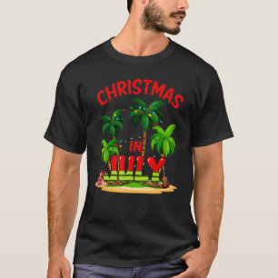 Christmas In July Palm Tre Xmas Tree Light Summer T-Shirt