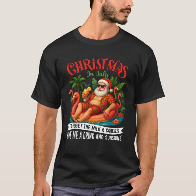 Christmas In July Palm Tree Beach Summer Hawaii Sa T-Shirt (Front)