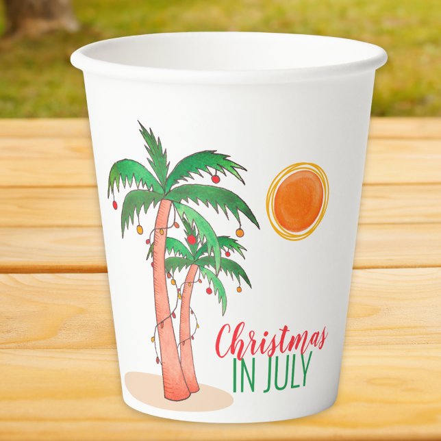 Christmas in July Palm Trees Paper Cups (Creator Uploaded)