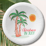 Christmas in July Palm Trees Party Paper Bowls Paper Plate<br><div class="desc">Let's celebrate Christmas in July with a BBQ or party!
Invite family and friends to your Christmas themed celebration and decorate it with these island style paper bowls featuring hand drawn palm trees decorated with lights.
Original Watercolor © Michele Davies.</div>