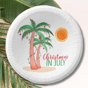 Christmas in July Palm Trees Party Paper Bowls Plate