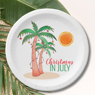 Christmas in July Palm Trees Party Paper Plate