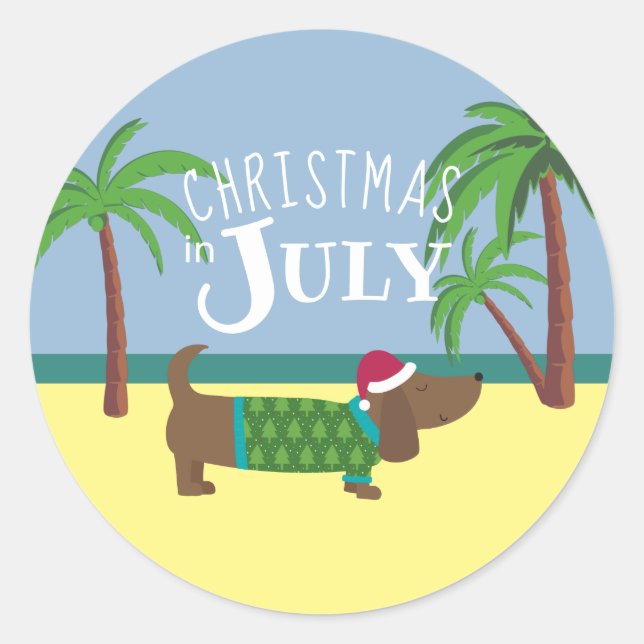 Christmas in July Party  Classic Round Sticker (Front)