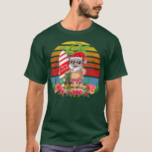 Christmas In July Party Costume Santa Surfing Vin T-Shirt