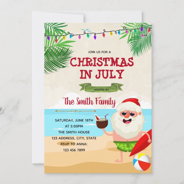 Christmas in July party invitation (Front)