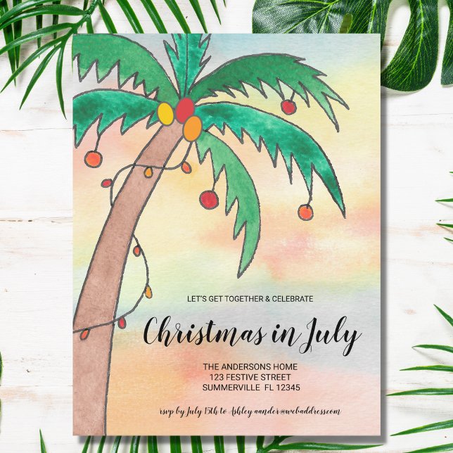 Christmas in July Party Invitation Postcard (Creator Uploaded)