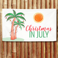 Christmas in July Party Palm Trees Banner