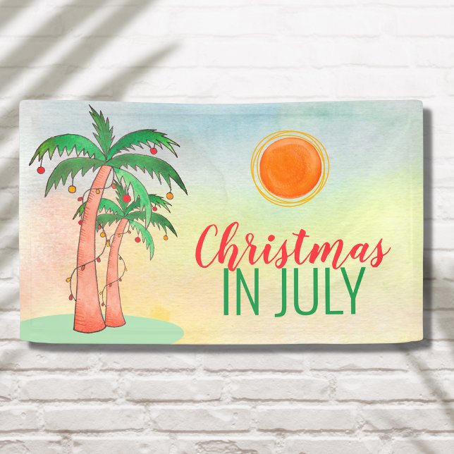 Christmas in July Party Palm Trees Banner (Creator Uploaded)