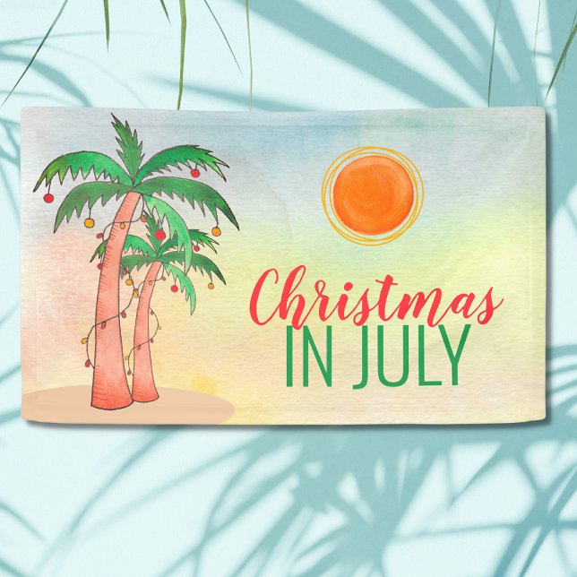 Christmas in July Party Palm Trees Banner (Creator Uploaded)