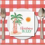 Christmas in July Party Palm Trees Napkins<br><div class="desc">Let's celebrate Christmas in July with a BBQ or party!
Invite family and friends to your Christmas themed celebration and decorate it with these island-style paper napkins featuring hand-drawn palm trees decorated with lights.
Original Drawing © Michele Davies.</div>