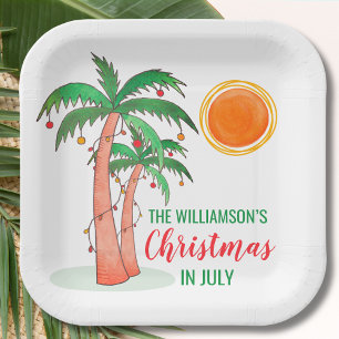 Christmas in July Party Personalised Paper Plate