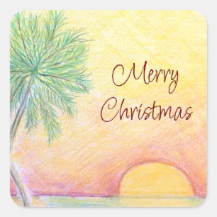 Christmas in July Party Tropical Beach Square Sticker
