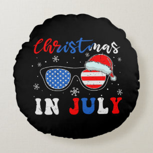 "Christmas in July" – Patriotic Sunglasses Round Cushion