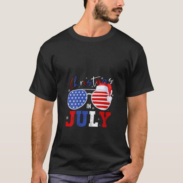 Christmas In July Patriotic USA Sunglasses Women M T-Shirt (Front)