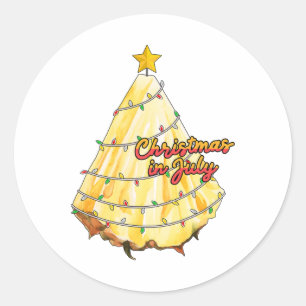 Christmas In July Pineapple Christmas Tree Summer Classic Round Sticker