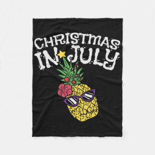 Christmas In July Pineapple Funny Summer Tropical Fleece Blanket