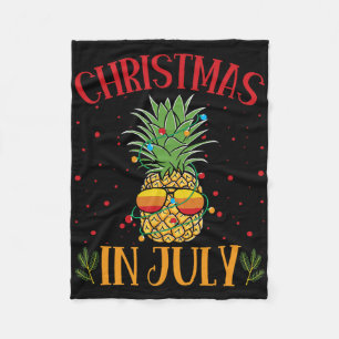 Christmas In July Pineapple Summer Holiday Fleece Blanket