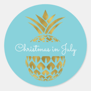 Christmas in July Pineapple Tropical Holiday Classic Round Sticker