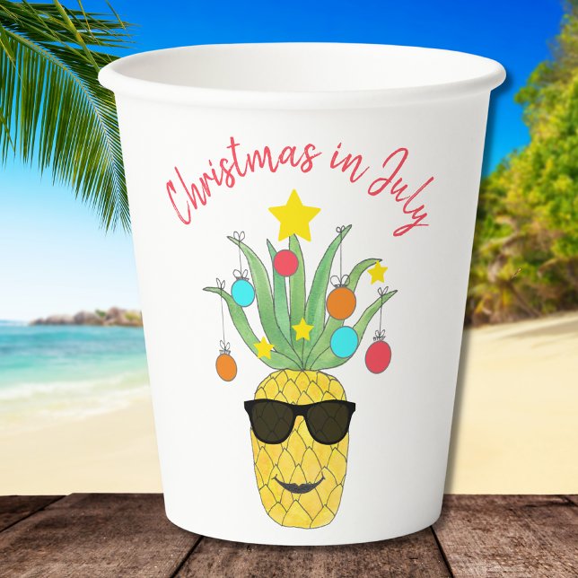 Christmas in July Pineapple Tropical Holiday  Paper Cups (Creator Uploaded)