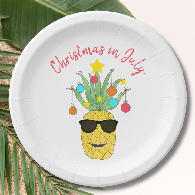 Christmas in July Pineapple Tropical Holiday  Paper Plate (Creator Uploaded)