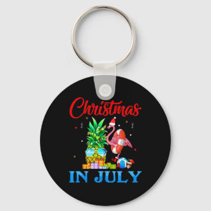 Christmas In July Pineapple Xmas Tree Flamingo San Key Ring