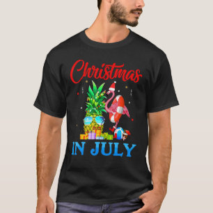 Christmas In July Pineapple Xmas Tree Flamingo San T-Shirt