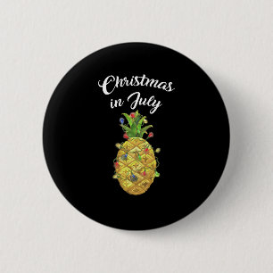 Christmas In July Pineapple Xmas Tree Lights 6 Cm Round Badge