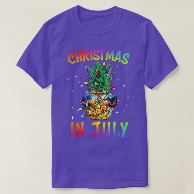 Christmas In July  Pineapple Xmas Tree Summer Vaca T-Shirt (Design Front)