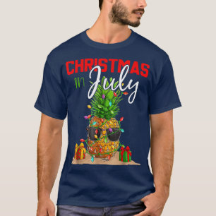 Christmas In July Pineapple Xmas Tree Summer Vaca T-Shirt