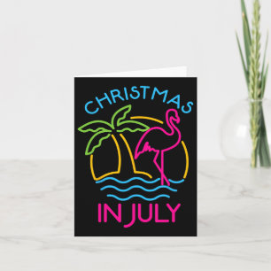 Christmas In July Pink Flamingo Santa Hat Summer V Card