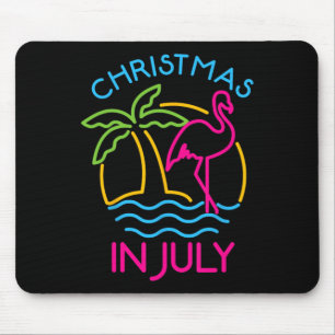 Christmas In July Pink Flamingo Santa Hat Summer V Mouse Mat