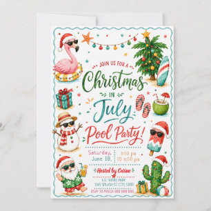 Christmas in July Pool Party Invitation
