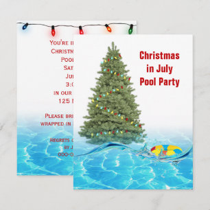 Christmas In July Pool Party Invitation