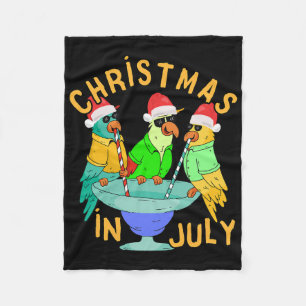Christmas In July Pool Party Parrot Bird Funny Dri Fleece Blanket