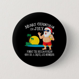 Christmas In July Pool Party Santa Men Women Vacat 6 Cm Round Badge
