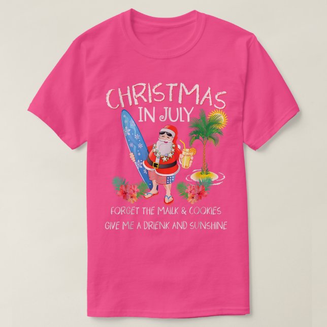 Christmas In July Pool Party Santa Men Women Vacat T-Shirt (Design Front)