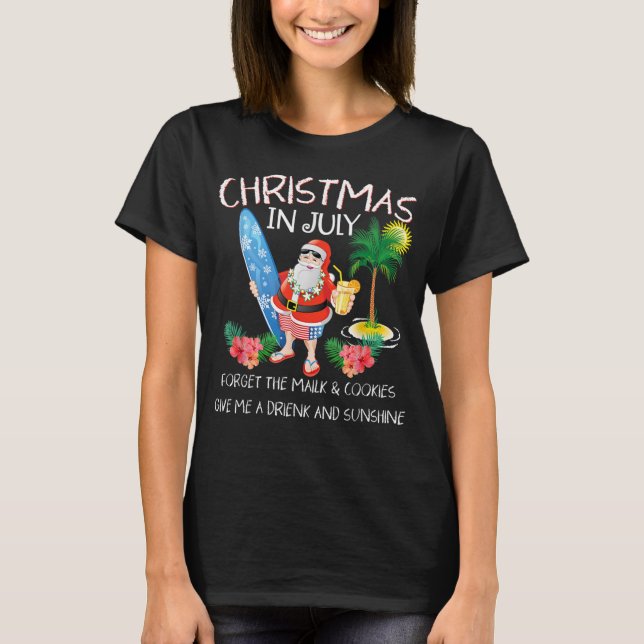Christmas In July Pool Party Santa T-Shirt (Front)
