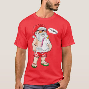 Christmas In July Pool Party Santa Unicorn Float S T-Shirt
