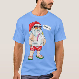 Christmas In July Pool Party Santa Unicorn Float S T-Shirt