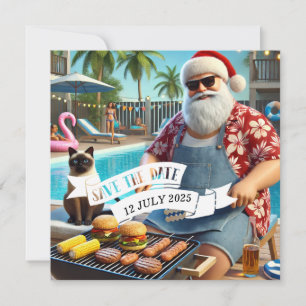 Christmas in July Pool Party with Santa Claus Invi Save The Date