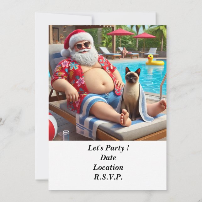 Christmas in July Pool Party with Santa Claus Invitation (Front)