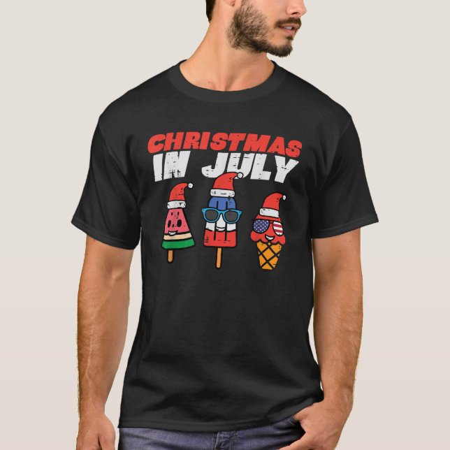 Christmas In July Popsicles Ice Cream Toddler Kids T-Shirt (Front)
