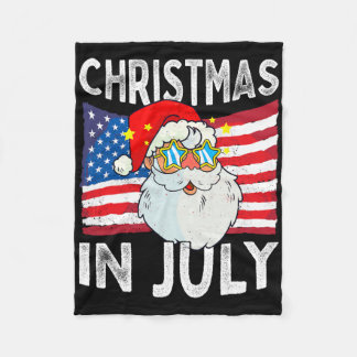 Christmas In July Retro Hipster Funny Santa Men Wo Fleece Blanket