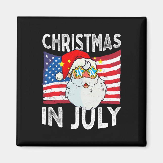 Christmas In July Retro Hipster Funny Santa Men Wo Magnet (Front)