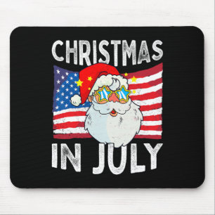 Christmas In July Retro Hipster Funny Santa Men Wo Mouse Mat