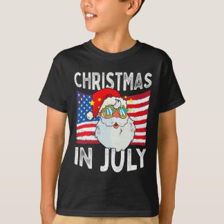 Christmas In July Retro Hipster Funny Santa Men Wo T-Shirt
