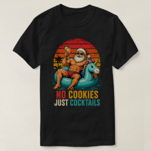 Christmas In July   Retro Summer Santa Cocktail T-Shirt