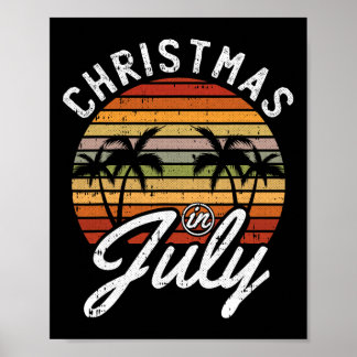 Christmas In July Retro Tropical Beach Summer Hawa Poster
