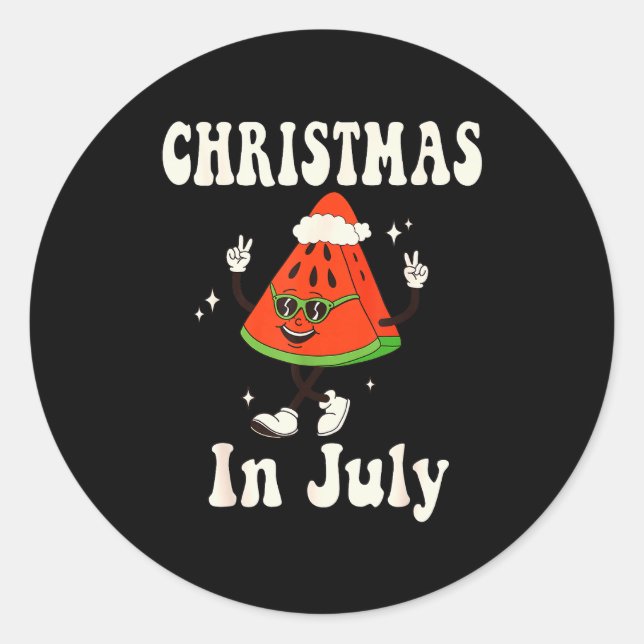 Christmas In July Retro Watermelon Kids Boys Toddl Classic Round Sticker (Front)