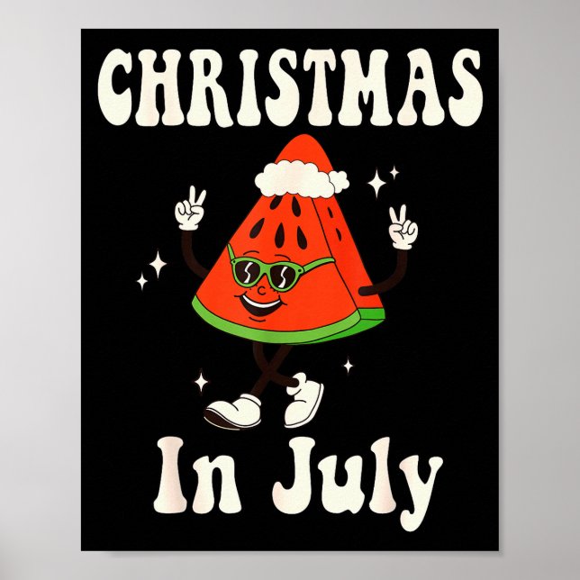 Christmas In July Retro Watermelon Kids Boys Toddl Poster (Front)